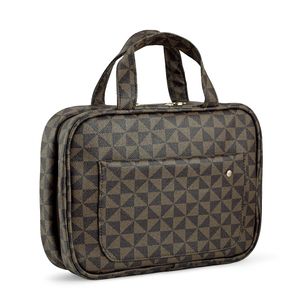 NWT Makeup cosmetics travel toiletry case bag with checkered monogram canvas